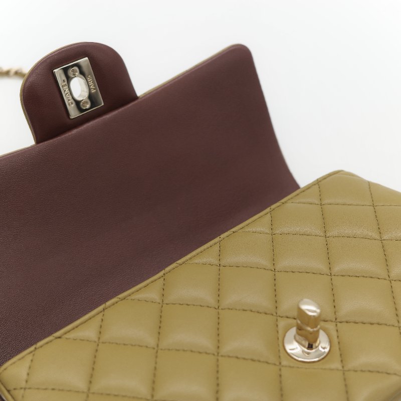 Chanel 香奈兒 Classic Flap 20cm CF Handle 手提款 橄欖綠 羊皮 斜挎包 手提包-17