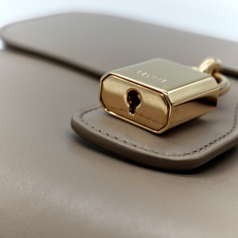 Celine 思琳 奶茶色 牛皮 新款 風琴包 斜挎包 豆腐包-5