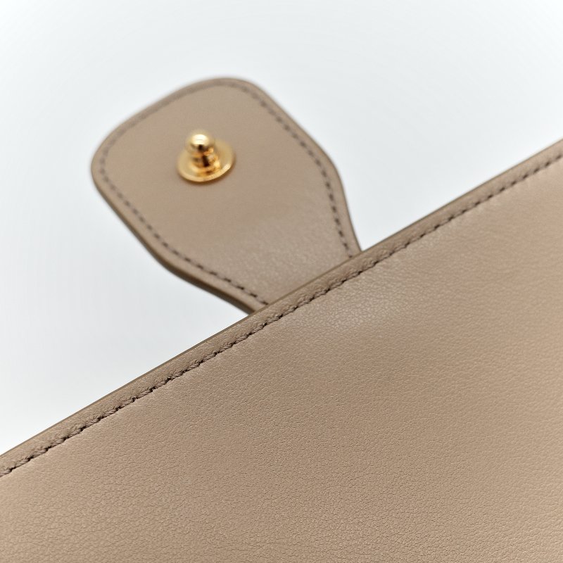 Celine 思琳 奶茶色 牛皮 新款 風琴包 斜挎包 豆腐包-14