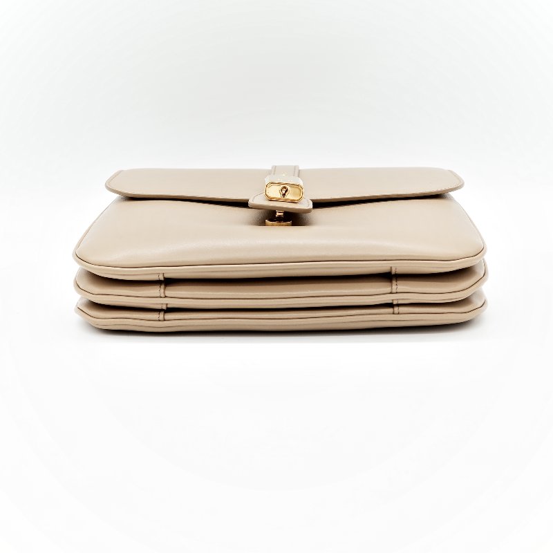 Celine 思琳 奶茶色 牛皮 新款 風琴包 斜挎包 豆腐包-16