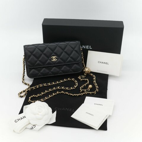 Chanel 香奈兒 黑色 羊皮 淡金扣 WOC 金球 鏈條 斜挎包