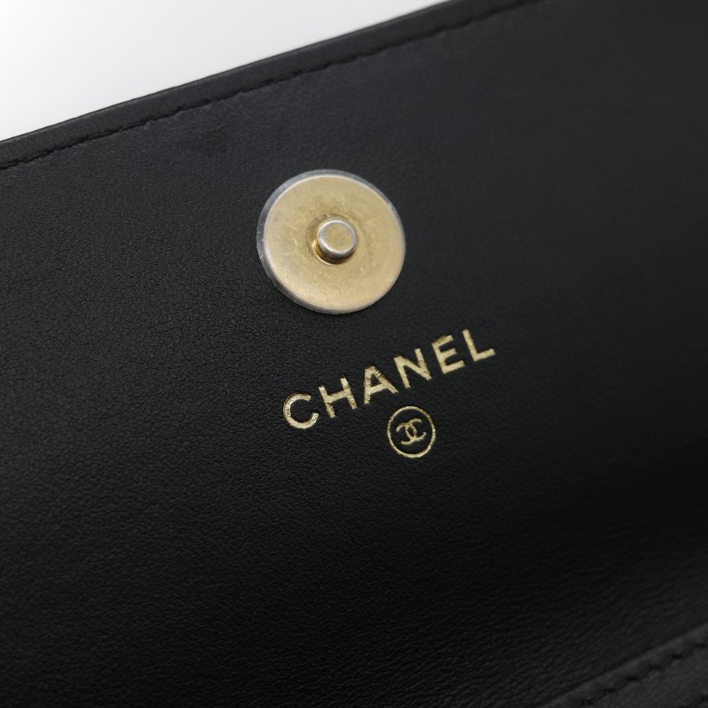 Chanel 香奈兒 黑色 羊皮 淡金扣 WOC 金球 鏈條 斜挎包-13