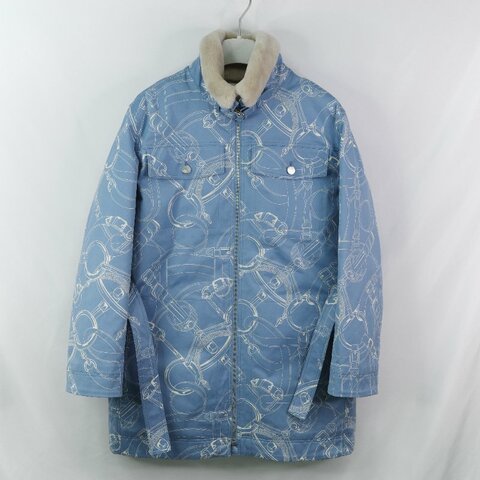 Hermes 藍色圖騰 刷毛外套