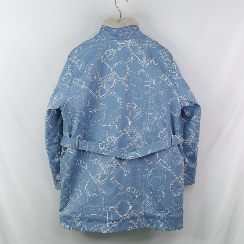 Hermes 藍色圖騰 刷毛外套-1
