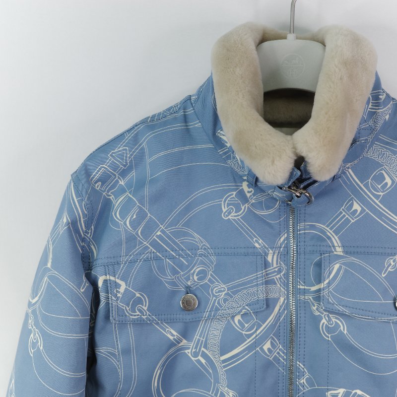 Hermes 藍色圖騰 刷毛外套-2