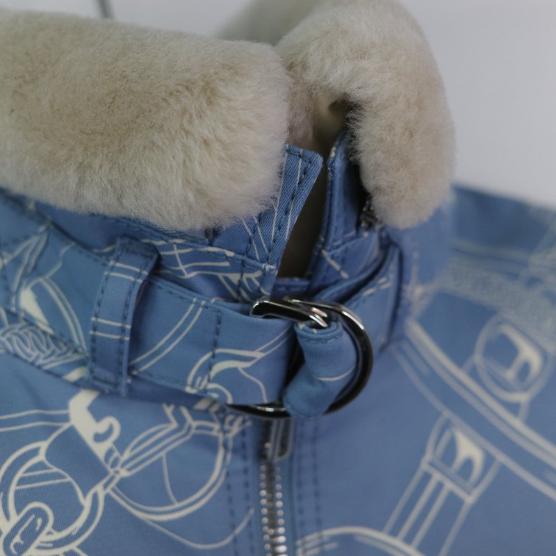 Hermes 藍色圖騰 刷毛外套-4