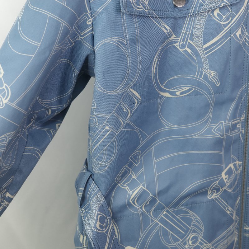 Hermes 藍色圖騰 刷毛外套-7