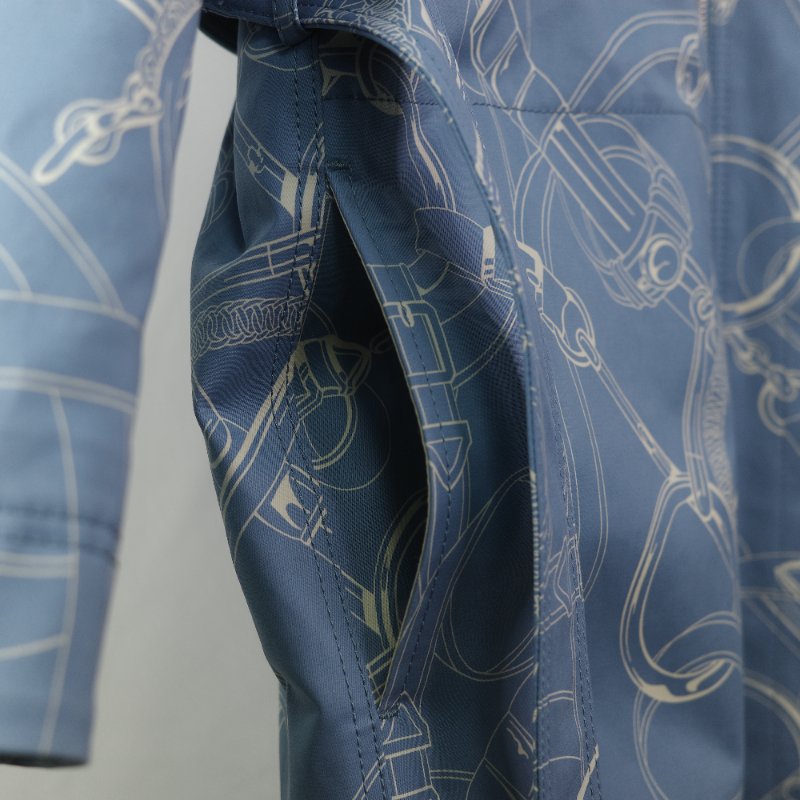 Hermes 藍色圖騰 刷毛外套-8