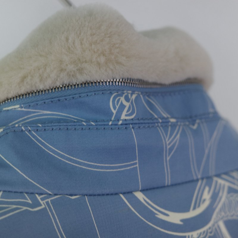 Hermes 藍色圖騰 刷毛外套-10