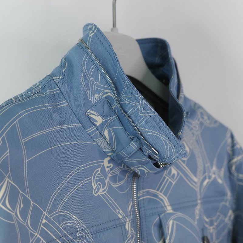 Hermes 藍色圖騰 刷毛外套-13