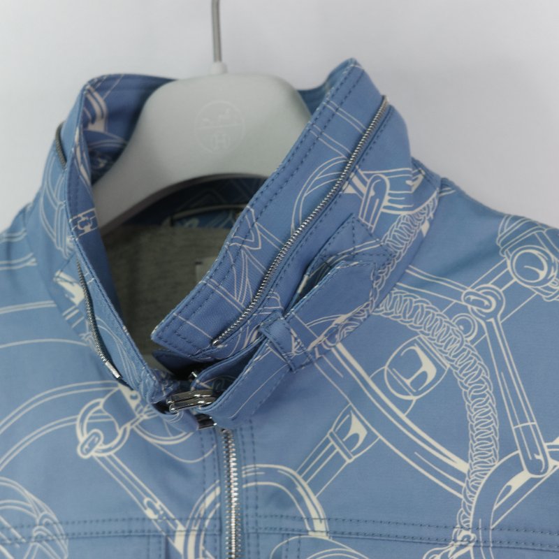 Hermes 藍色圖騰 刷毛外套-14