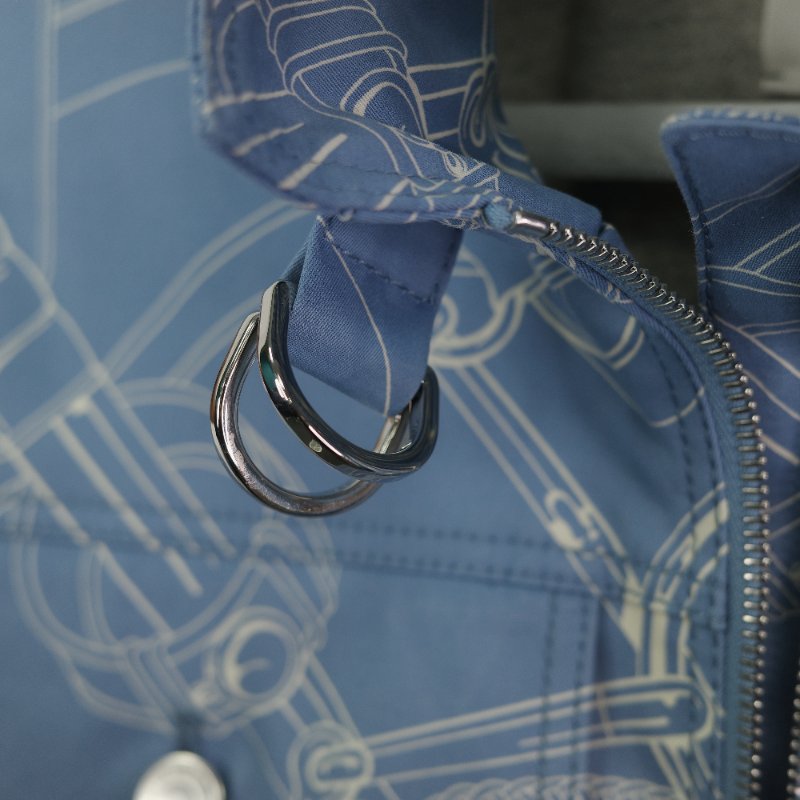 Hermes 藍色圖騰 刷毛外套-17