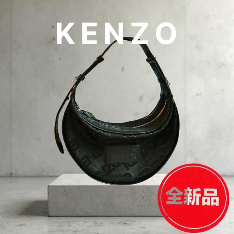 ❤️感恩月❤️折扣最後倒數至5/31‼️【全新】㊣✨Kenzo✨高田賢三 皮革 帆布 滿版 半月包 腋下包 肩背包 斜背包/二手精品/二手包/保證正品-0