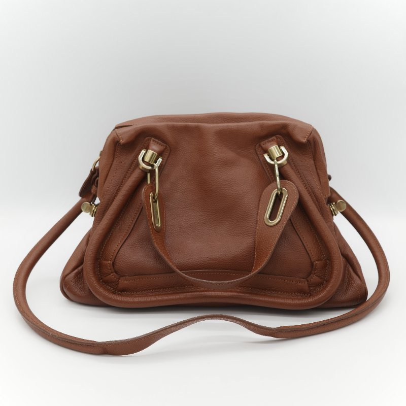 Chloé 蔻依 Paraty 中款 焦糖色 肩背包 手提包 兩用包-4