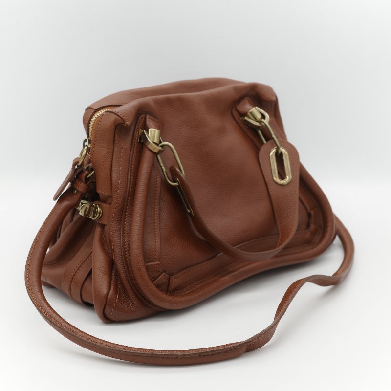 Chloé 蔻依 Paraty 中款 焦糖色 肩背包 手提包 兩用包-5