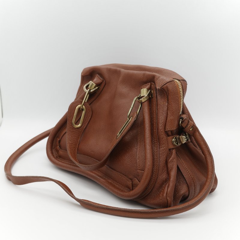 Chloé 蔻依 Paraty 中款 焦糖色 肩背包 手提包 兩用包-6