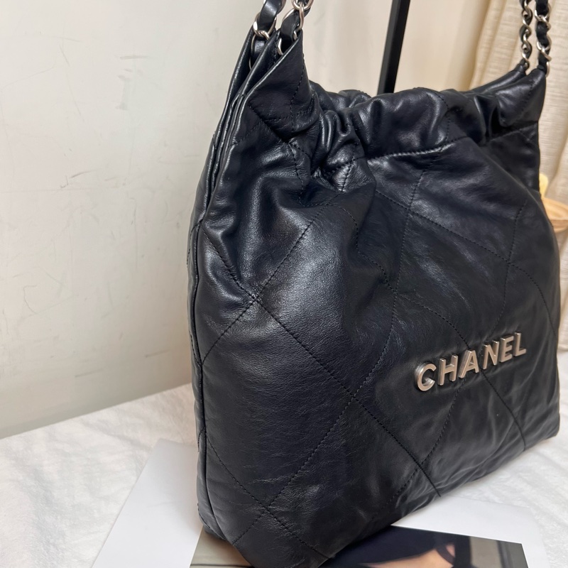 ෆ Chanel 22bag黑銀垃圾袋小號-11