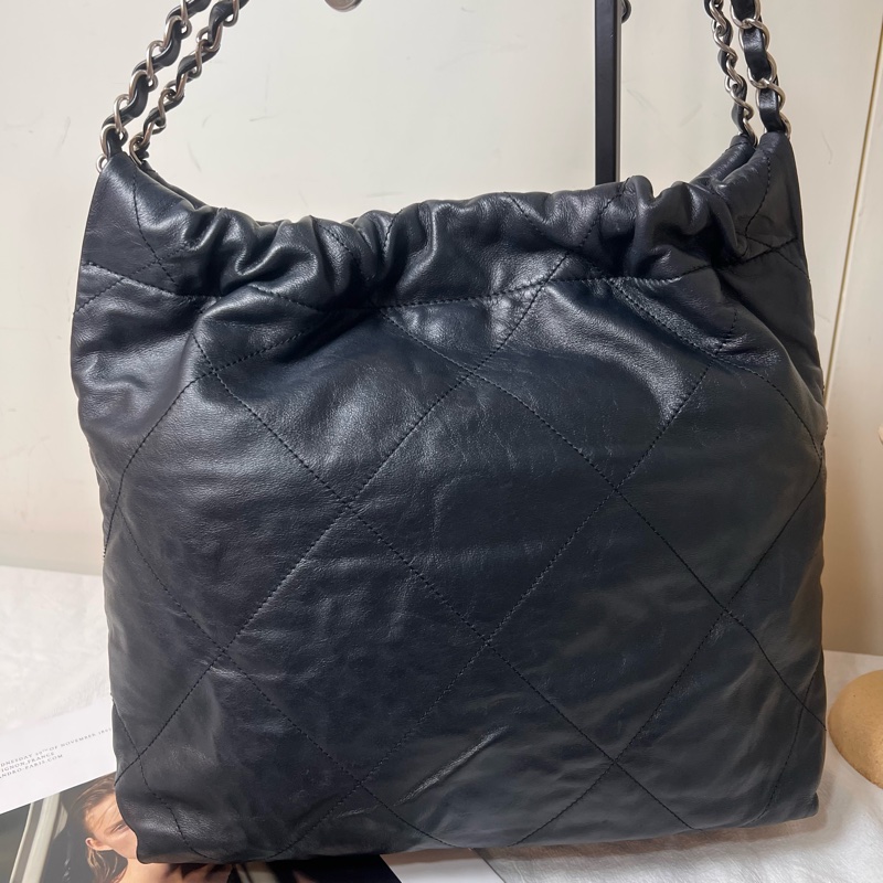 ෆ Chanel 22bag黑銀垃圾袋小號-13