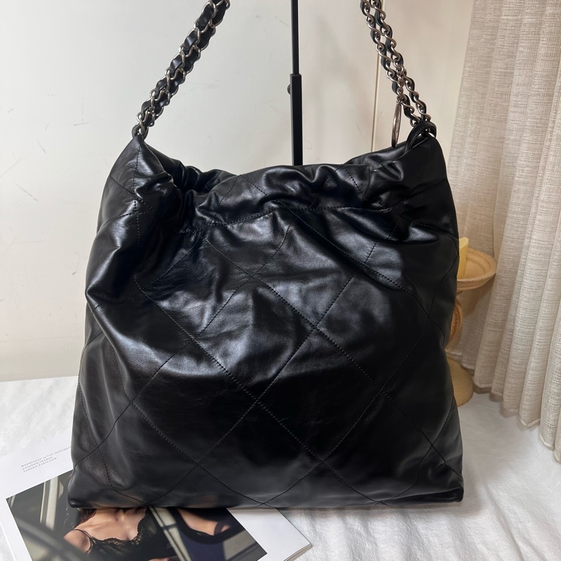 ෆ Chanel 22bag黑銀垃圾袋小號-15