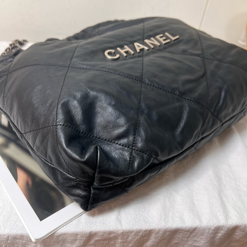 ෆ Chanel 22bag黑銀垃圾袋小號-22