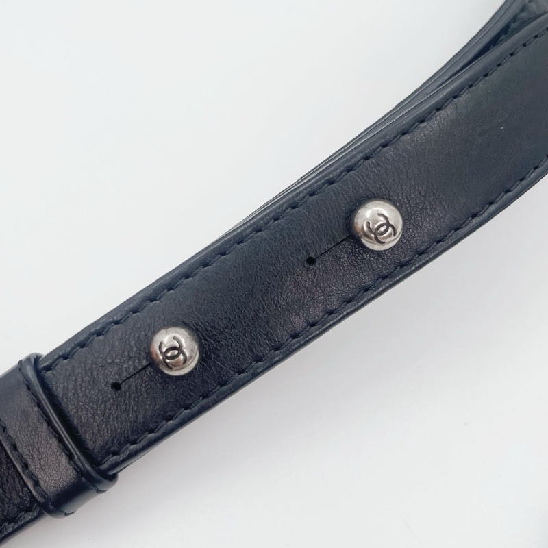 「JL精品代購」香奈兒黑銀羊皮外縫線leboy小號-23