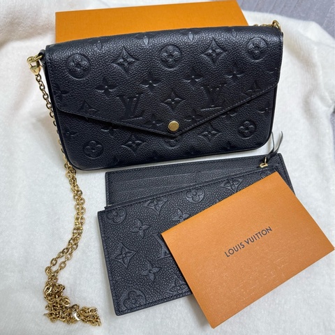 LV 黑色牛皮三合一鏈包