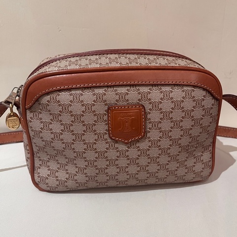Celine 咖老花 凱旋門 vintage 古董包 中古包 稀有款 相機包 肩背包