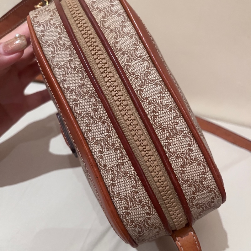 Celine 咖老花 凱旋門 vintage 古董包 中古包 稀有款 相機包 肩背包-12