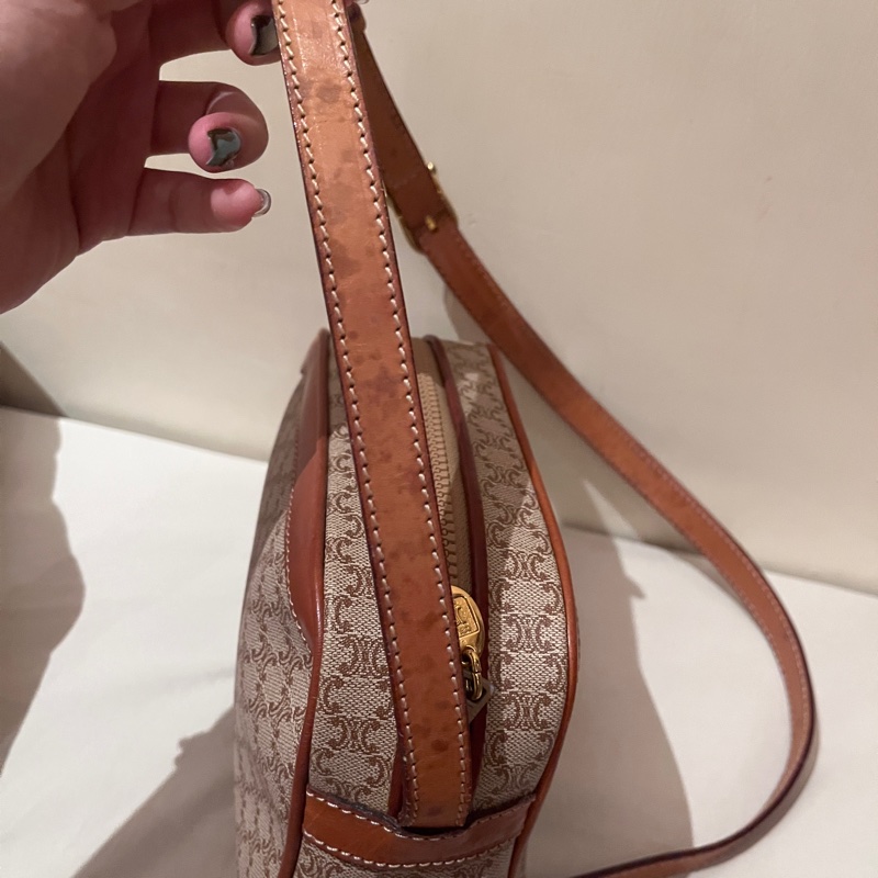 Celine 咖老花 凱旋門 vintage 古董包 中古包 稀有款 相機包 肩背包-15