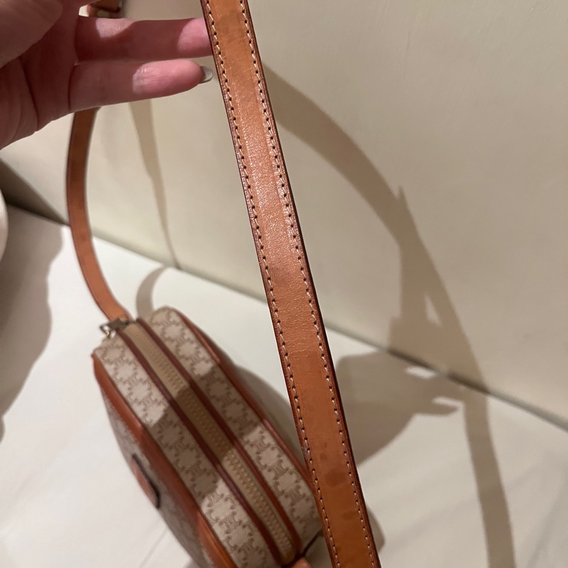 Celine 咖老花 凱旋門 vintage 古董包 中古包 稀有款 相機包 肩背包-16