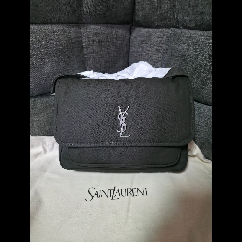 [全新] Saint Laurent YSL Niki 帆布斜揹包 墨綠色-0