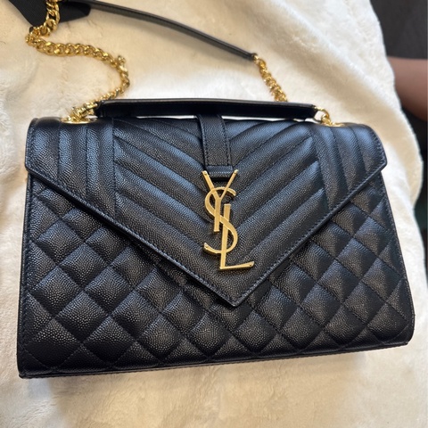 ENVELOPE粒面絎縫皮革中型信封袋