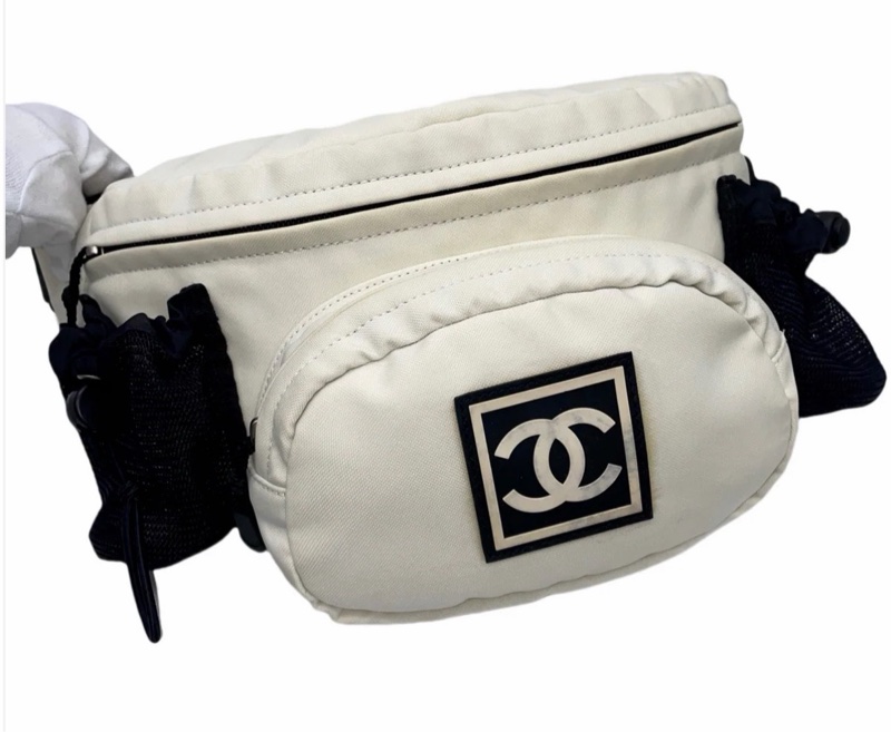 「JL精品代購」9新 Chanel黑白帆布Sports Line運動系列胸包腰包-3