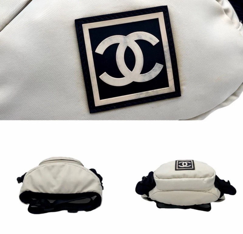 「JL精品代購」9新 Chanel黑白帆布Sports Line運動系列胸包腰包-5
