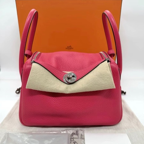 愛馬仕lindy26 tc皮 D刻 99新 極致粉銀扣