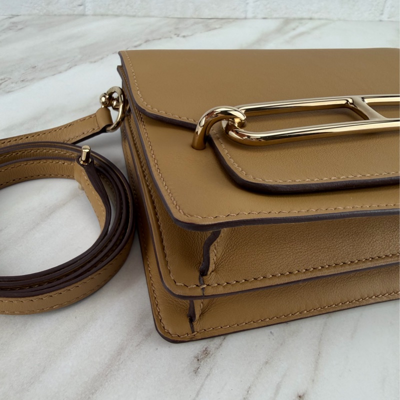 Hermès 愛馬仕 豬鼻子Mini Roulis 餅乾色金釦-2