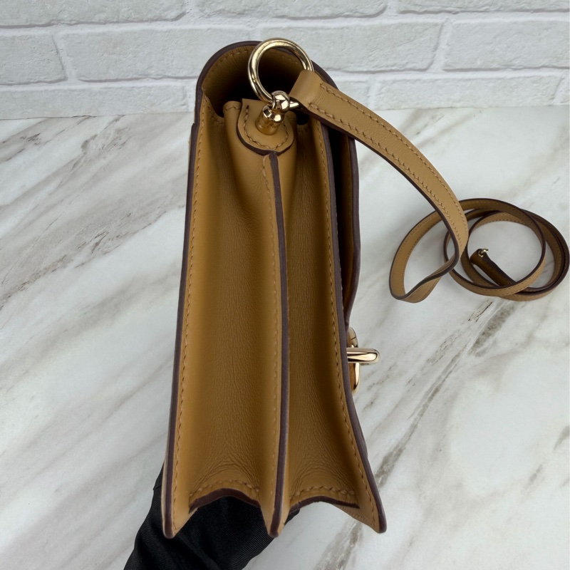 Hermès 愛馬仕 豬鼻子Mini Roulis 餅乾色金釦-7