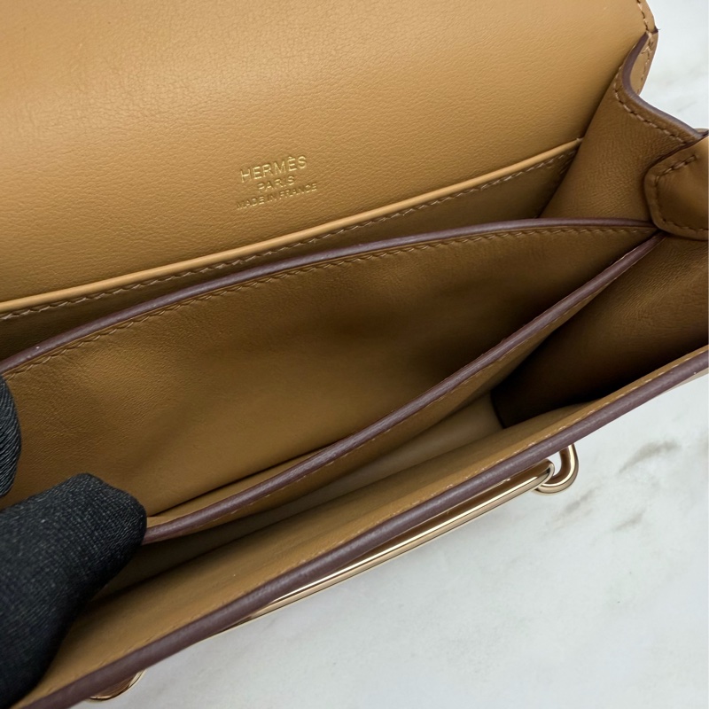 Hermès 愛馬仕 豬鼻子Mini Roulis 餅乾色金釦-10