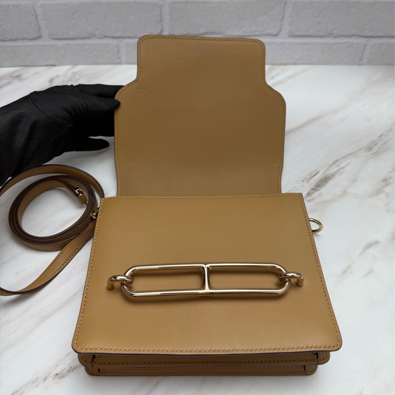 Hermès 愛馬仕 豬鼻子Mini Roulis 餅乾色金釦-13