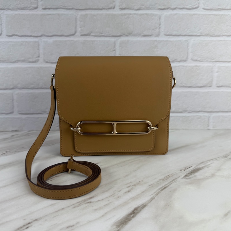 Hermès 愛馬仕 豬鼻子Mini Roulis 餅乾色金釦-14