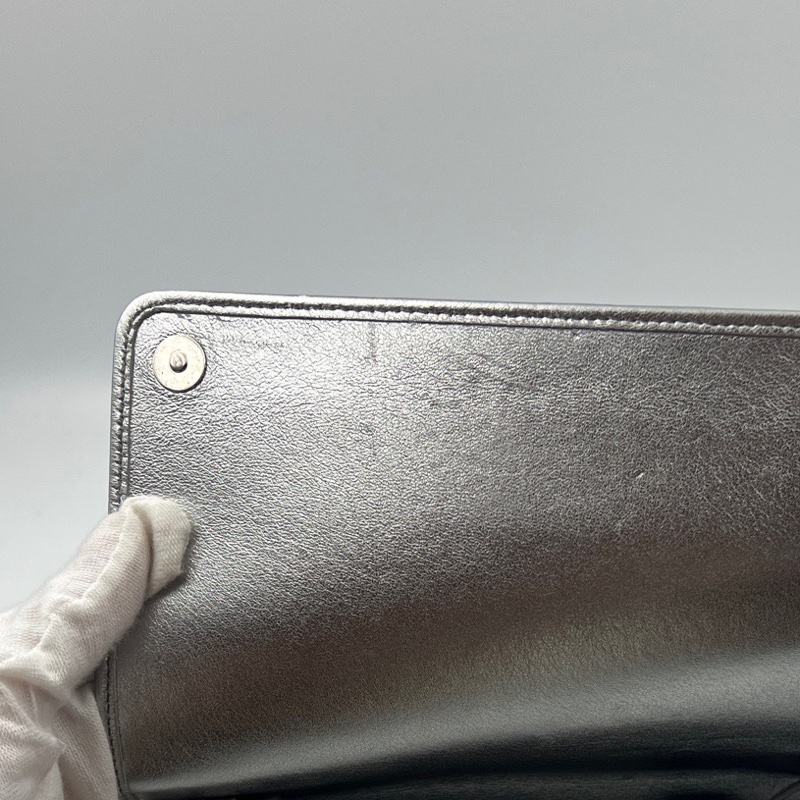 Miumiu 缪缪褶皱链条包,银色 水钻太阳花扣-7