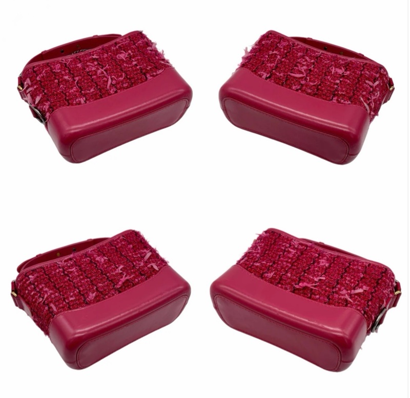 「JL精品代購」98新 Chanel粉色毛呢鏈條流浪包小號-9