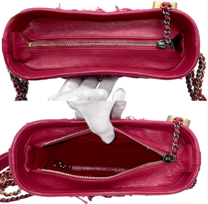 「JL精品代購」98新 Chanel粉色毛呢鏈條流浪包小號-11