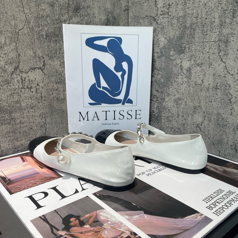 Miumiu 繆繆 黑白漆皮 珍珠瑪麗珍鞋-2