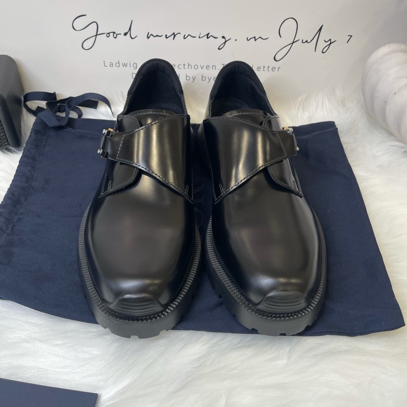 Dior 插銷扣黑色皮鞋-4
