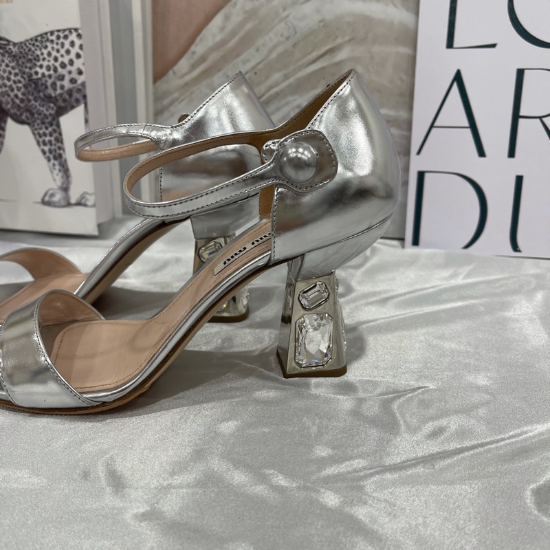 Miumiu 繆繆 珠光銀鑽高跟鞋 貼底-1