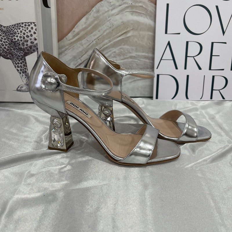 Miumiu 繆繆 珠光銀鑽高跟鞋 貼底-2