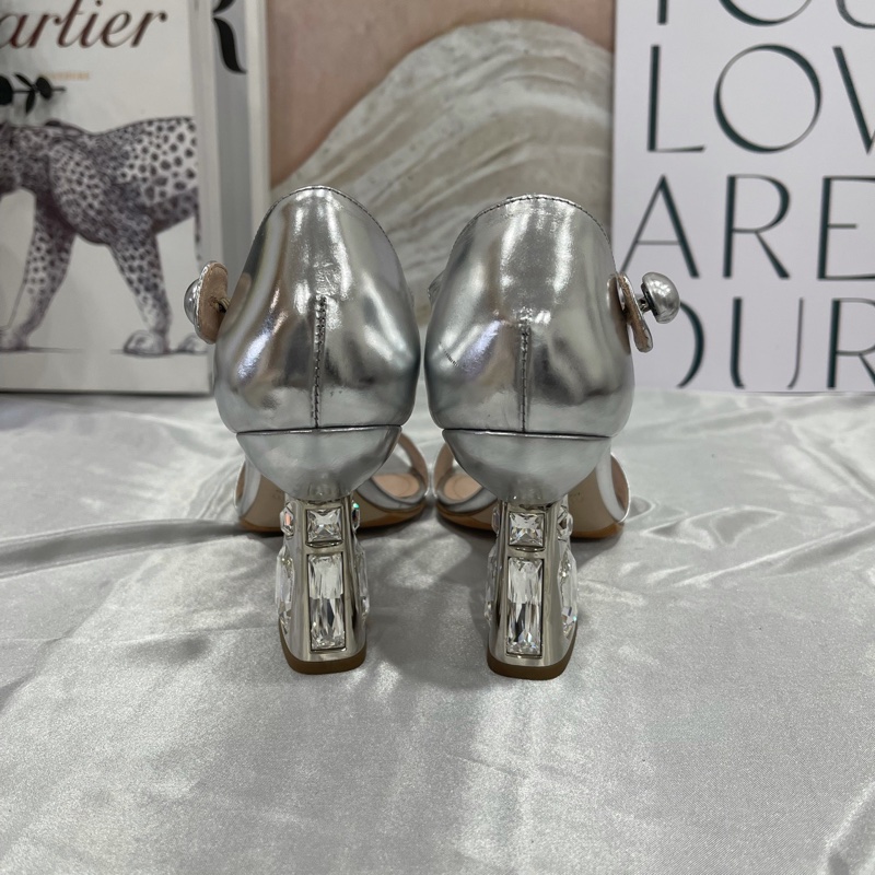 Miumiu 繆繆 珠光銀鑽高跟鞋 貼底-4