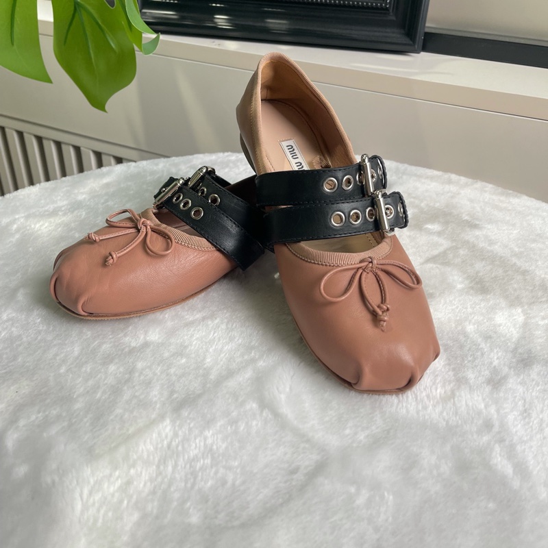 繆繆/miu miu 平底裸色 芭蕾舞鞋 (已貼底-0