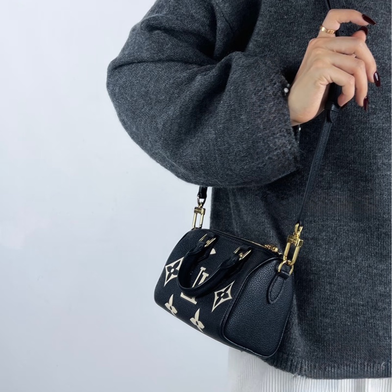 路易威登Nano Speedy LV黑拼米牛皮🖤迷你波士頓包 斜背手提兩用款 M81456-1